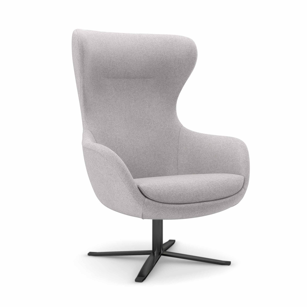 890-R13B-SR<br>Adele Lounge<br>Matte Black Metal Pedestal Swivel with Self Return