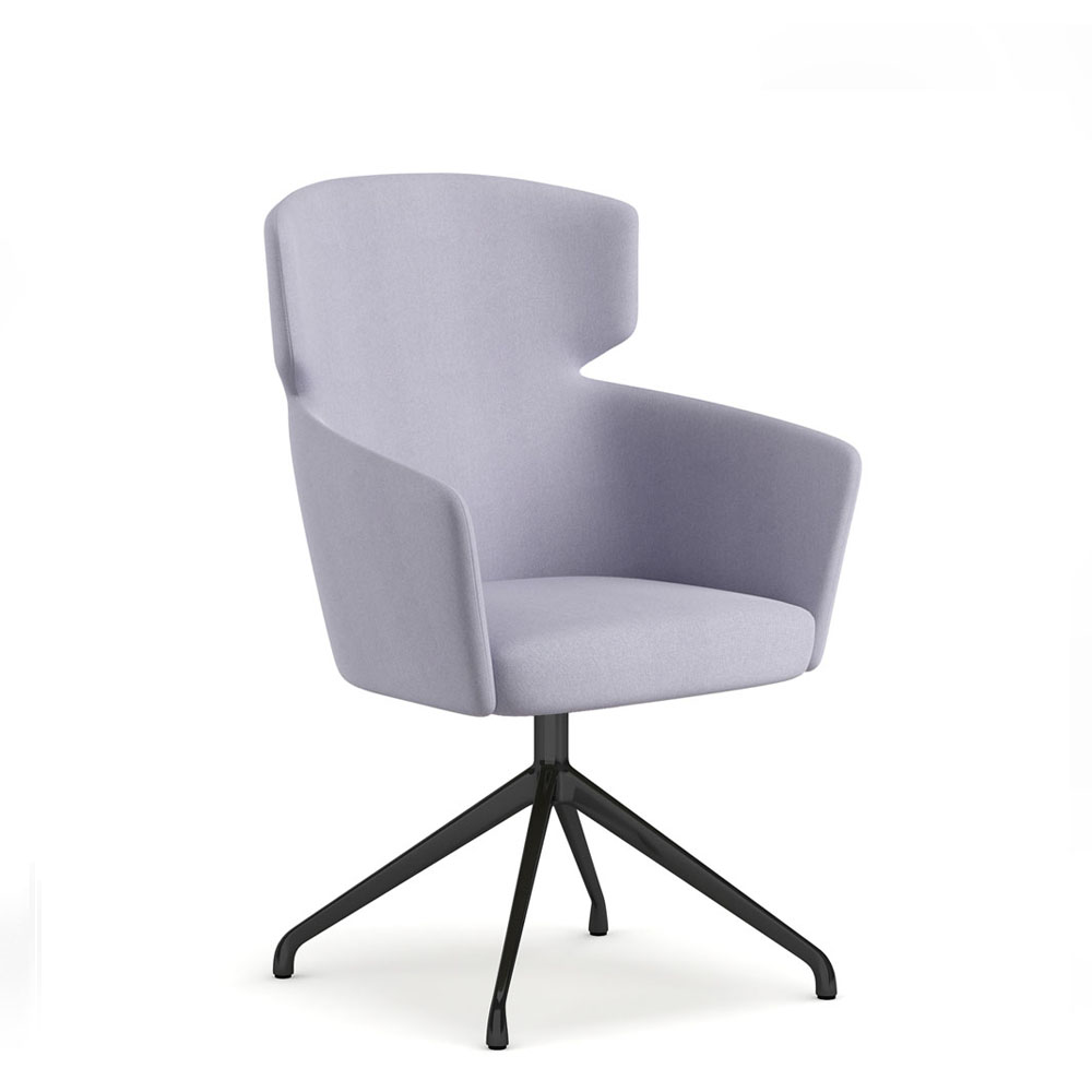 2802-102B<br>Aura Arm Chair<br>Four Leg Swivel Matte Black Metal